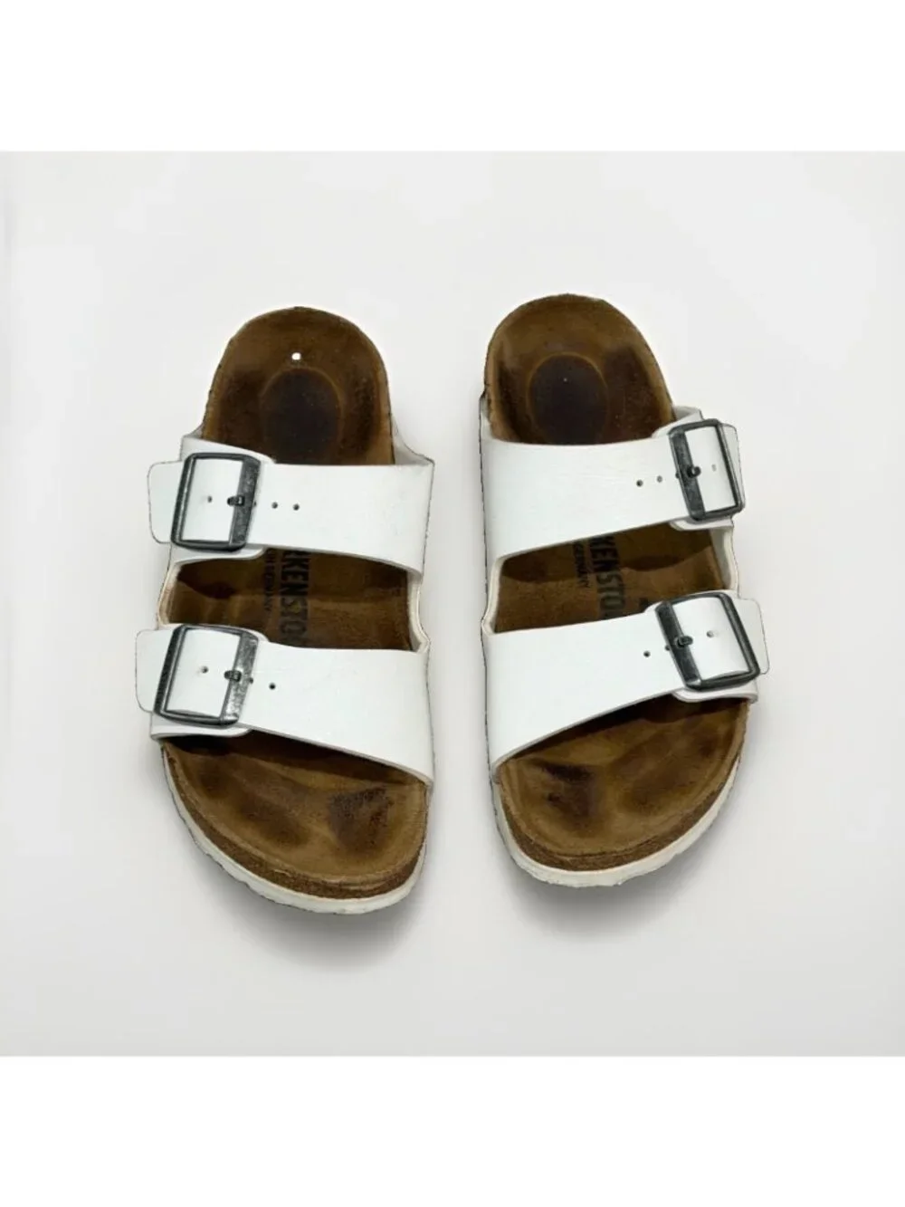 Birkenstock Arizona White Two Strap Slide Sandals Size 38 EVA Mens 5 Women's 7